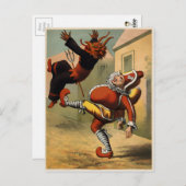 Vintag Mr. Punch Kicking the Devil Postkarte (Vorne/Hinten)