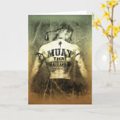 Vintag Muay Thai Fighter Karte (Gelbe Blume)
