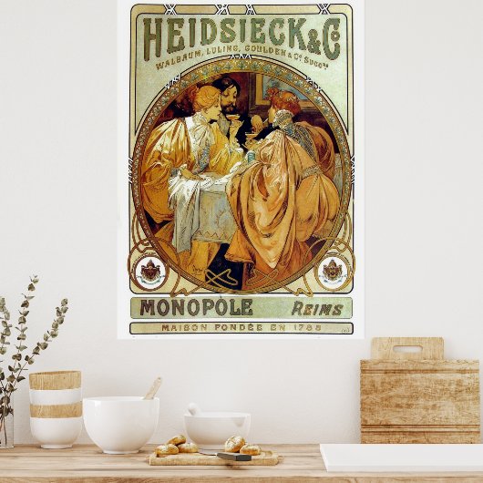 Vintag Mucha Heidsieck & Co. Poster (Küche)