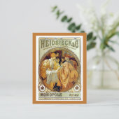 Vintag Mucha Heidsieck & Co. Postkarte (Stehend Vorderseite)