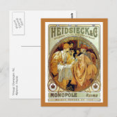 Vintag Mucha Heidsieck & Co. Postkarte (Vorne/Hinten)