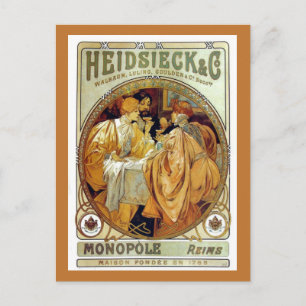 Vintag Mucha Heidsieck & Co. Postkarte