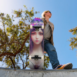 Vintag Mucha Style Schönes Frauenportrait Skateboard
