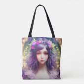 Vintag Mucha Style Schönes Frauenportrait Tasche (Rückseite)