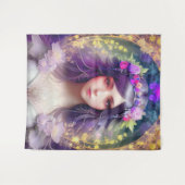 Vintag Mucha Style Schönes Frauenportrait Wandteppich (Vorderseite (Horizontal))