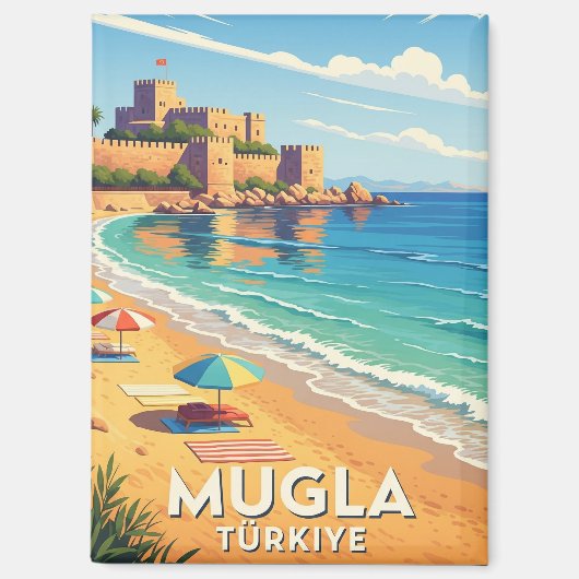 Vintag Mugla Turkey Travel Magnet (Vorderseite)