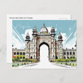 Vintag Mumbai, Indien Wasserfarbentourismus Postkarte (Vorne/Hinten)