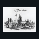 Vintag München München München Deutschland Postkarte<br><div class="desc">Vintag,  Retro,  Reise,  modern,  Aquarell,  Classic,  Marienplatz,  München,  München,  München,  Deutschland, </div>