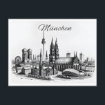 Vintag München München München Deutschland Postkarte<br><div class="desc">Vintag,  Retro,  Reise,  modern,  Aquarell,  Classic,  Marienplatz,  München,  München,  München,  Deutschland, </div>
