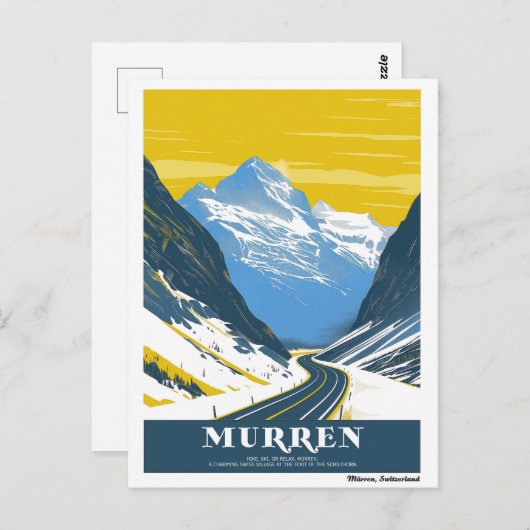 Vintag Murren, Schweiz Postkarte (Vorne/Hinten)