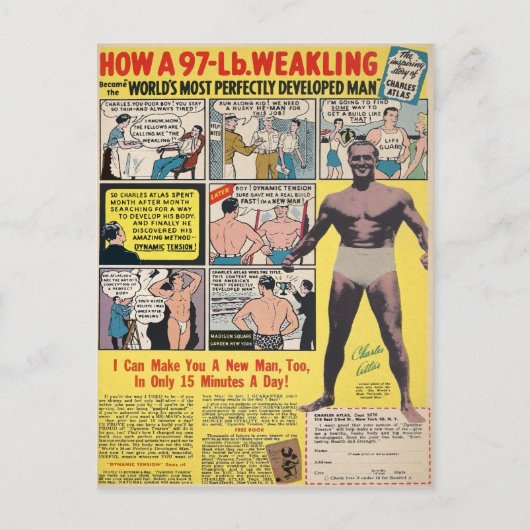 Vintag Muscle Comic Buchwerbung Postkarte (Vorderseite)