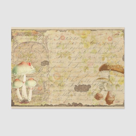 Vintag Mushroom Ephemera Design Serie 4 Seidenpapier (Vorderseite)