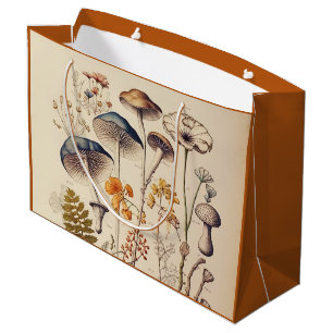 Vintag Mushroom Naturalist Burnt Orange Große Geschenktüte