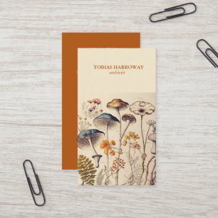 Vintag Mushroom Naturalist Burnt Orange Visitenkarte