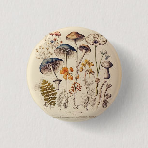 Vintag Mushroom Naturalist Button