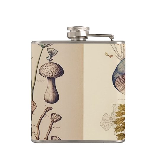 Vintag Mushroom Naturalist Flachmann (Rückseite)