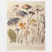 Vintag Mushroom Naturalist Fleecedecke (Vorderseite)