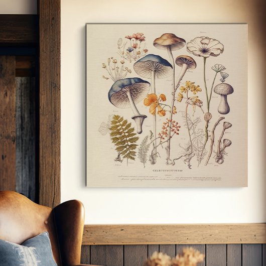 Vintag Mushroom Naturalist Leinwanddruck