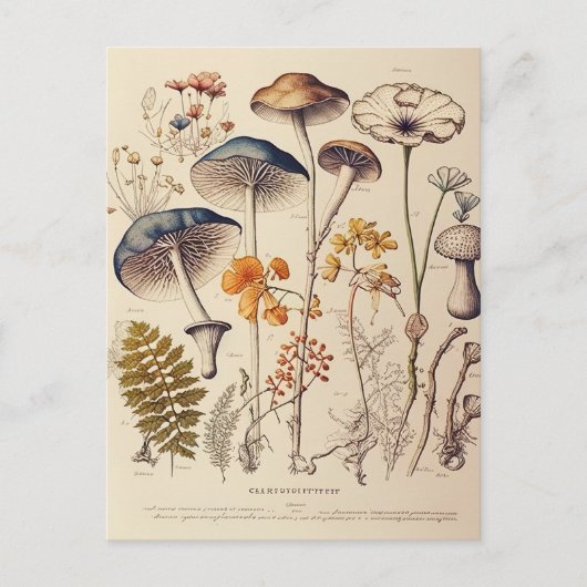 Vintag Mushroom Naturalist Postkarte (Vorderseite)