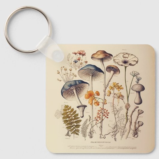 Vintag Mushroom Naturalist Schlüsselanhänger (Vorderseite)