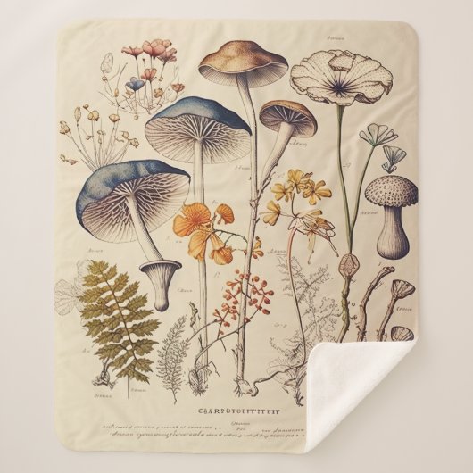 Vintag Mushroom Naturalist Sherpadecke (Vorderseite)