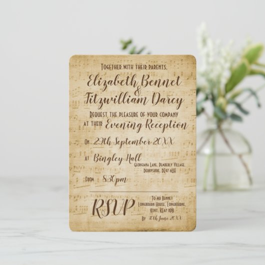 Vintag Music Abend Einladung (Stehend Vorderseite)