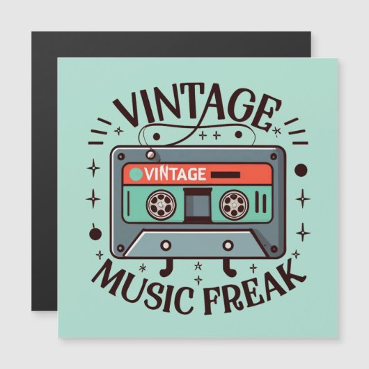 Vintag Music Freak Magnetkarte (Vorne/Hinten)