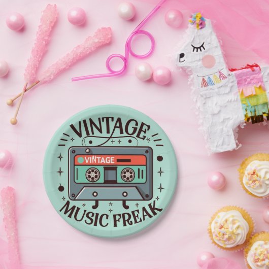 Vintag Music Freak Pappteller (Party)