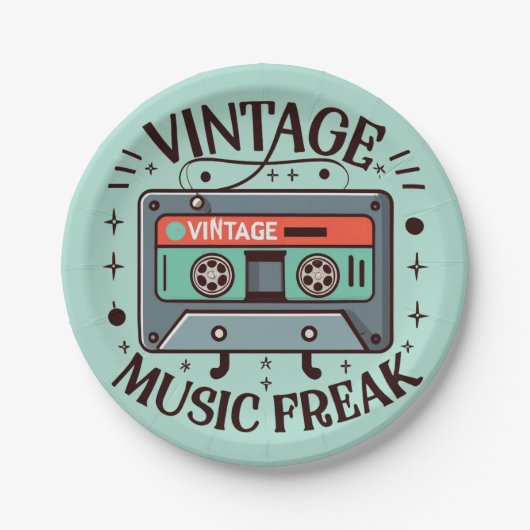 Vintag Music Freak Pappteller (Vorderseite)