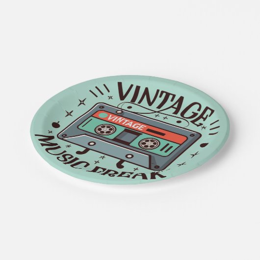 Vintag Music Freak Pappteller (Schrägansicht)