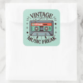 Vintag Music Freak Quadratischer Aufkleber (Tasche)