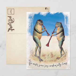 Vintag Music Frogs Weihnachts-Postcard Postkarte