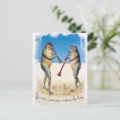 Vintag Music Frogs Weihnachts-Postcard Postkarte (Stehend Vorderseite)