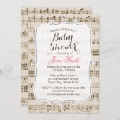 Vintag Music Sheet Baby Shower Einladungen (Vorne/Hinten)