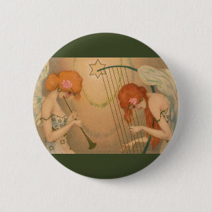 Vintag Music Viktorianisch Angel Musicians Flute H Button