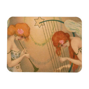 Vintag Music Viktorianisch Angel Musicians Flute H Magnet