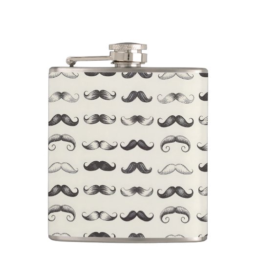 Vintag Mustache Muster Vater Männer Opa Flachmann (Vorderseite)