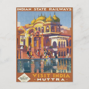 Vintag Muttra Mathura India Postkarte