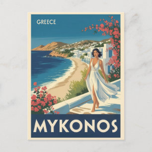 Vintag Mykonos Griechenland Griechenland Postkarte