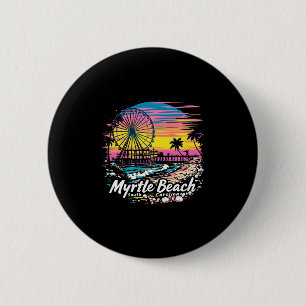 Vintag Myrtle Beach South Carolina Sunset Skyline Button