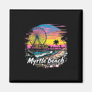 Vintag Myrtle Beach South Carolina Sunset Skyline Magnet