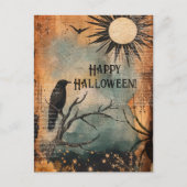Vintag Mystic Raven Sun Happy Halloween Postkarte (Vorderseite)
