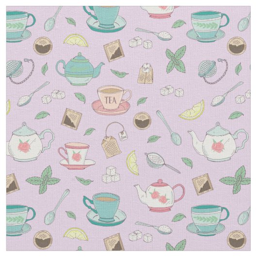 Vintag Nachmittagstee Party Tee Drinker Stoff (Nahaufnahme)