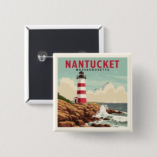 Vintag Nantucket Massachusetts Button (Vorne & Hinten)