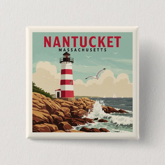 Vintag Nantucket Massachusetts Button (Vorderseite)