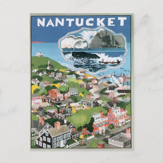 Vintag Nantucket Massachusetts Postkarte (Vorderseite)