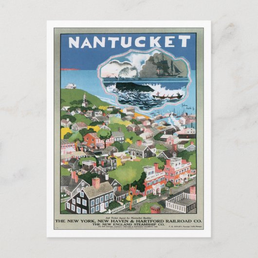 Vintag Nantucket Massachusetts Postkarte (Vorderseite)