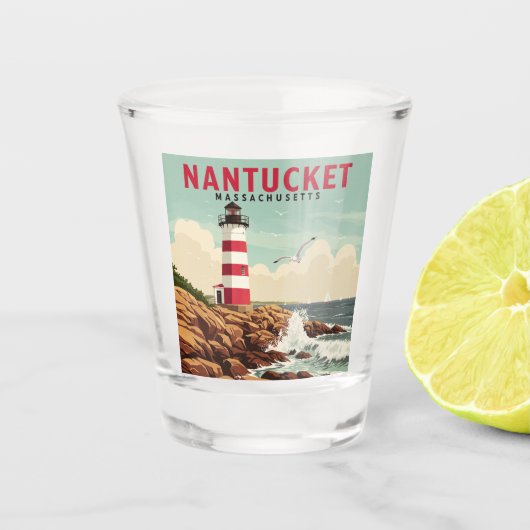 Vintag Nantucket Massachusetts Schnapsglas (Vorderseite)