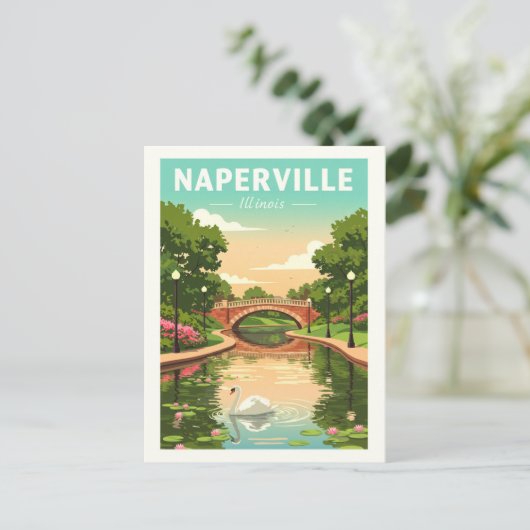 Vintag Naperville Illinois Postkarte (Stehend Vorderseite)