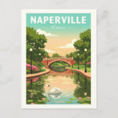 Vintag Naperville Illinois Postkarte (Vorderseite)